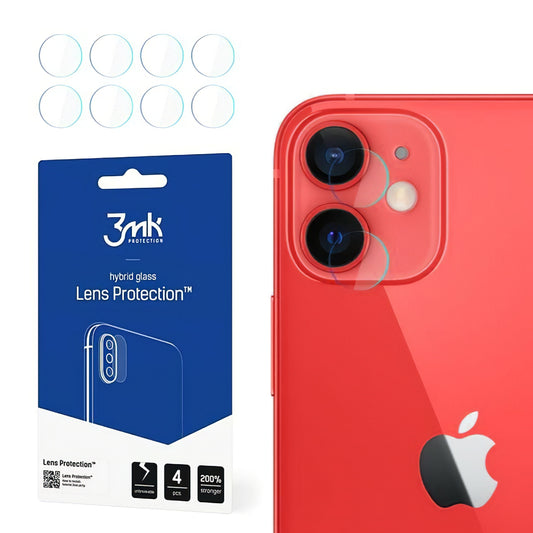 Beskyttelsesfilm til bagkamera 3MK Protection til Apple iPhone 12, Fleksibelt glas, Sæt med 4 stk., Transparent