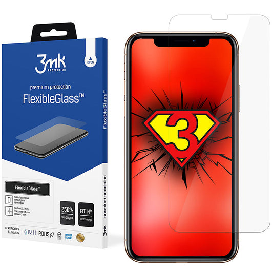 3MK FlexibleGlass Skærmbeskytter til Apple iPhone 11 / XR, Fleksibelt Glas, Fuld Lim