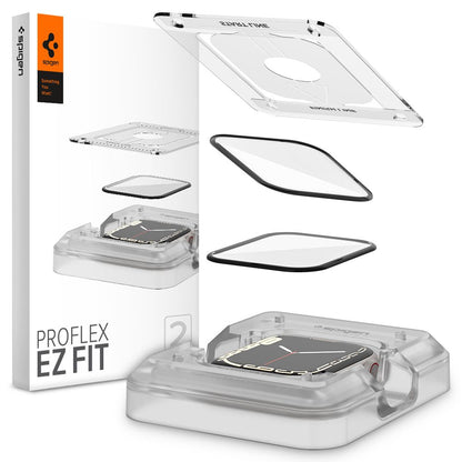 Beskyttelsesfilm Spigen ProFlex EZ FIT til Apple Watch 9 / 8 / 7 45mm Series, Sæt med 2 stykker, Fleksibelt Glas, Sort AFL04051