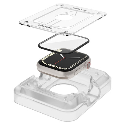 Beskyttelsesfilm Spigen ProFlex EZ FIT til Apple Watch 9 / 8 / 7 45mm Series, Sæt med 2 stykker, Fleksibelt Glas, Sort AFL04051