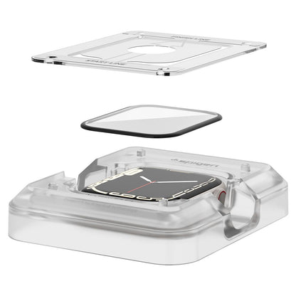 Beskyttelsesfilm Spigen ProFlex EZ FIT til Apple Watch 9 / 8 / 7 45mm Series, Sæt med 2 stykker, Fleksibelt Glas, Sort AFL04051