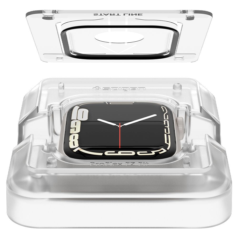 Beskyttelsesfilm Spigen ProFlex EZ FIT til Apple Watch 9 / 8 / 7 45mm Series, Sæt med 2 stykker, Fleksibelt Glas, Sort AFL04051