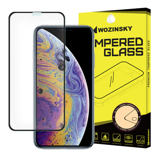 WZK Skærmbeskyttelsesfilm til Apple iPhone 11 Pro / XS / X, Hærdet Glas, Fuld Lim, Sort