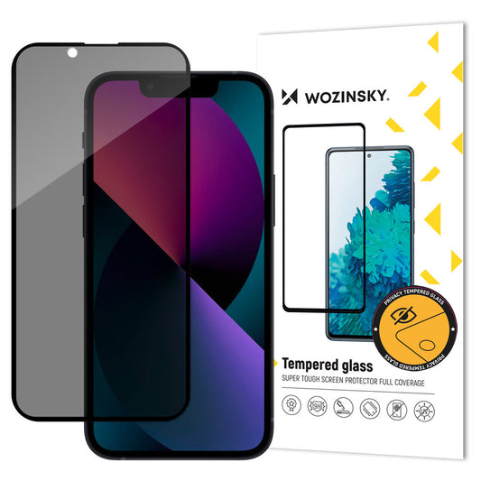 Privacy-skærmbeskyttelsesfilm WZK AntiSpy til Apple iPhone 17e / 16e / 14 / 13 Pro, hærdet glas, fuld lim