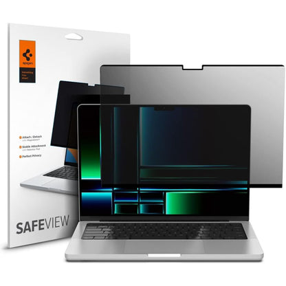 Skærmbeskyttelsesfolie Privacy Spigen Safe View Magnetic til Apple MacBook Pro 14inch (2022) / (2024) / (2023) / (2021), Plast AFL06158