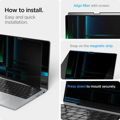 Skærmbeskyttelsesfolie Privacy Spigen Safe View Magnetic til Apple MacBook Pro 14inch (2022) / (2024) / (2023) / (2021), Plast AFL06158