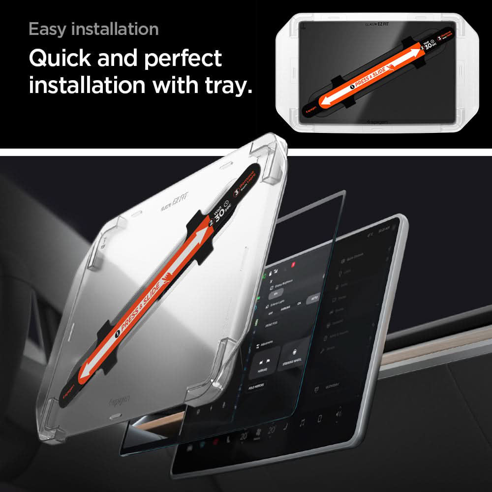 Spigen GlastR EZ FIT Anti-Glare FC beskyttelsesglas til Tesla Y (2026 / 2025) / 3 (2026 / 2025 / 2024) navigation, hærdet glas AGL07152