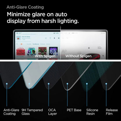 Spigen GlastR EZ FIT Anti-Glare FC beskyttelsesglas til Tesla Y (2026 / 2025) / 3 (2026 / 2025 / 2024) navigation, hærdet glas AGL07152