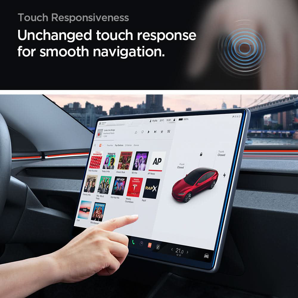 Spigen GlastR EZ FIT Anti-Glare FC beskyttelsesglas til Tesla Y (2026 / 2025) / 3 (2026 / 2025 / 2024) navigation, hærdet glas AGL07152