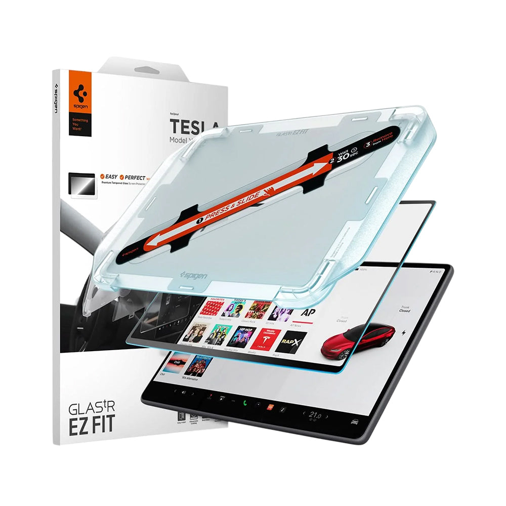 Spigen GlastR EZ FIT Anti-Glare FC beskyttelsesglas til Tesla Y (2026 / 2025) / 3 (2026 / 2025 / 2024) navigation, hærdet glas AGL07152