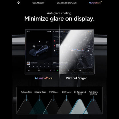 Spigen GlastR EZ FIT Anti-Glare Beskyttelsesfilm til Navigation Tesla Y 2026 Premium / Performance, Hærdet Glas AGL10819