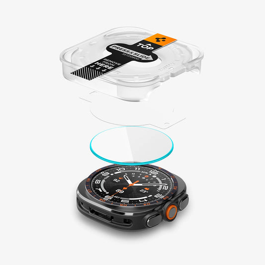Spigen GlastR EZ FIT beskyttelsesfilm til Samsung Galaxy Watch Ultra2, hærdet glas, sæt med 2 stk. AGL11758