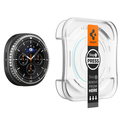 Spigen GlastR EZ FIT beskyttelsesfilm til Samsung Galaxy Watch8 Classic, sæt med 2 stykker, hærdet glas AGL09877