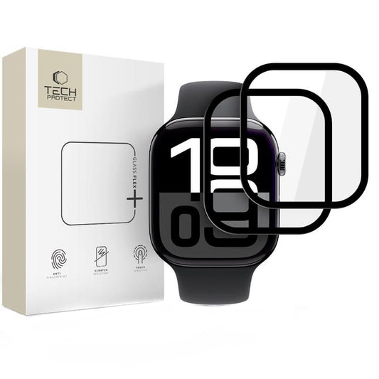 Beskyttelsesfilm Tech-Protect Flex+ til Apple Watch 46mm Series, Sæt med 2 stykker, Fleksibelt Glas, Sort
