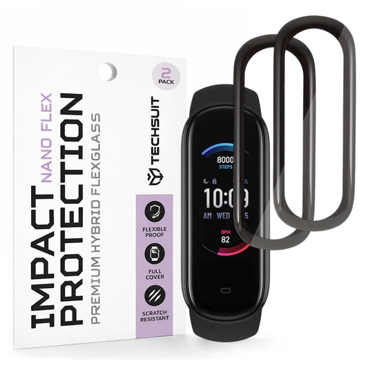 Beskyttelsesfilm Techsuit Nano Flex til Amazfit Band 5, Sæt med 2 stykker, Plastik, Sort
