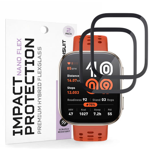 Techsuit Nano Flex beskyttelsesfilm til Amazfit Bip 6, Sæt med 2 stykker, Plastik, Sort