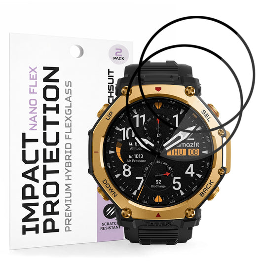Beskyttelsesfilm Techsuit Nano Flex til Amazfit T-Rex 3 Pro 48mm, Sæt med 2 stykker, Plastik, Sort