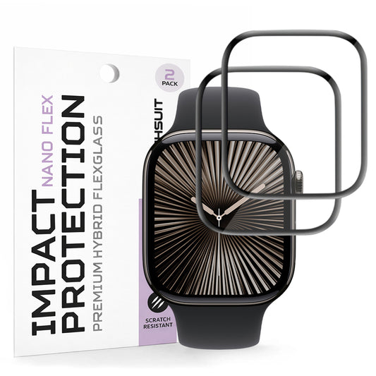 Beskyttelsesfilm Techsuit Nano Flex til Apple Watch Series 10 / 11 42mm, Sæt med 2 stykker, Plastik, Sort