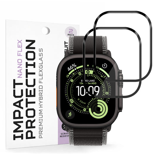 Beskyttelsesfilm Techsuit Nano Flex til Apple Watch Ultra Series, Sæt med 2 stykker, Plastik, Sort