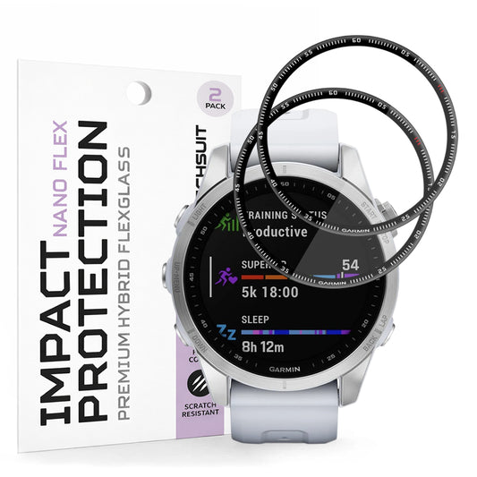 Beskyttelsesfilm Techsuit Nano Flex til Garmin Fenix 7S, Sæt med 2 stykker, Plastik, Sort