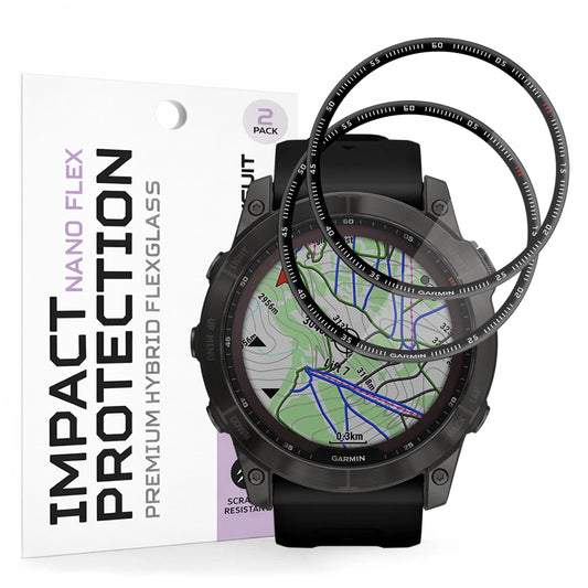 Beskyttelsesfilm Techsuit Nano Flex til Garmin Fenix 7X, Sæt med 2 stykker, Plastik, Sort