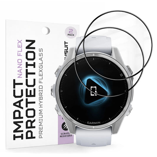 Beskyttelsesfilm Techsuit Nano Flex til Garmin Fenix 8 43mm, Sæt med 2 stykker, Plastik, Sort