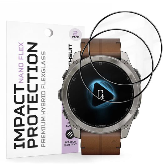 Beskyttelsesfilm Techsuit Nano Flex til Garmin Fenix 8 Pro 51mm / 8 51mm, Sæt med 2 stykker, Plastik, Sort