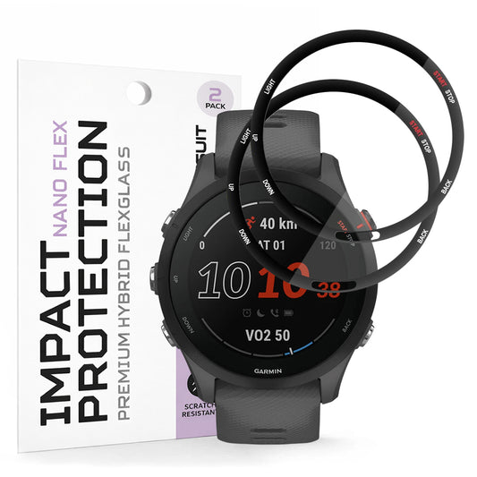 Beskyttelsesfilm Techsuit Nano Flex til Garmin Forerunner 255 Music / 255, Sæt med 2 stykker, Plastik, Sort