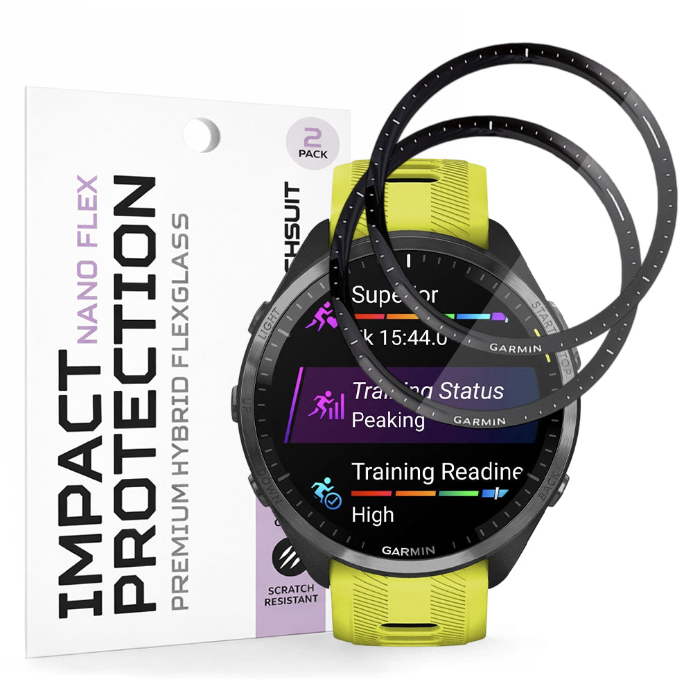 Beskyttelsesfilm Techsuit Nano Flex til Garmin Forerunner 965, Sæt med 2 stykker, Plastik, Sort