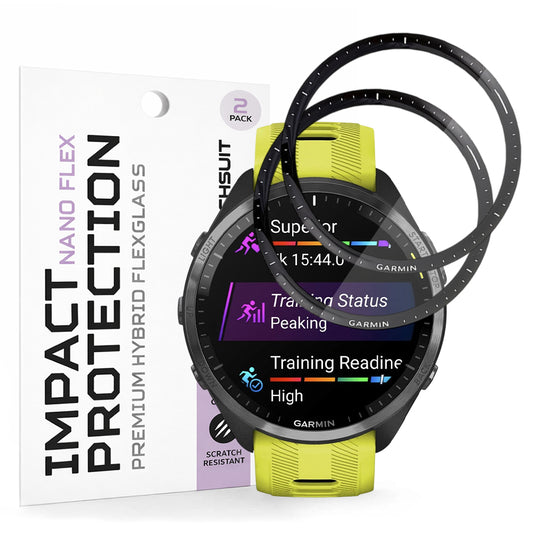 Beskyttelsesfilm Techsuit Nano Flex til Garmin Forerunner 965, Sæt med 2 stykker, Plastik, Sort