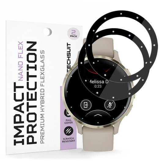 Techsuit Nano Flex beskyttelsesfilm til Garmin Venu 3S, Sæt med 2 stykker, Plastik, Sort