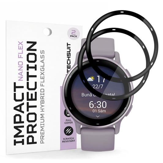 Beskyttelsesfilm Techsuit Nano Flex til Garmin Vivoactive 5, Sæt med 2 stykker, Plastik, Sort