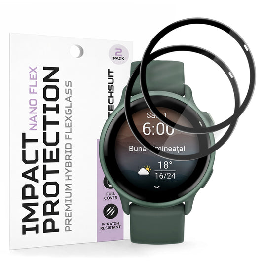 Beskyttelsesfilm Techsuit Nano Flex til Garmin vivoactive 6, Sæt med 2 stykker, Plastik, Sort