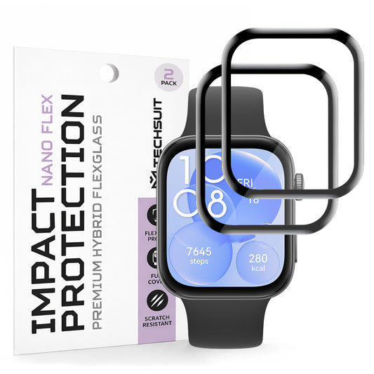 Beskyttelsesfilm Techsuit Nano Flex til Huawei Watch Fit 3, Sæt med 2 stykker, Plastik, Sort