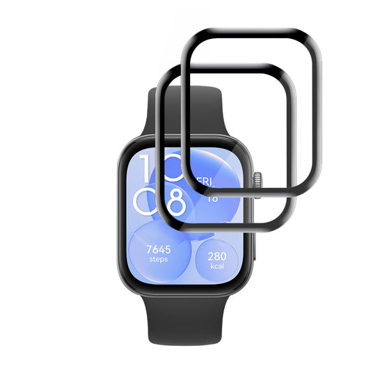 Beskyttelsesfilm Techsuit Nano Flex til Huawei Watch Fit 3, Sæt med 2 stykker, Plastik, Sort