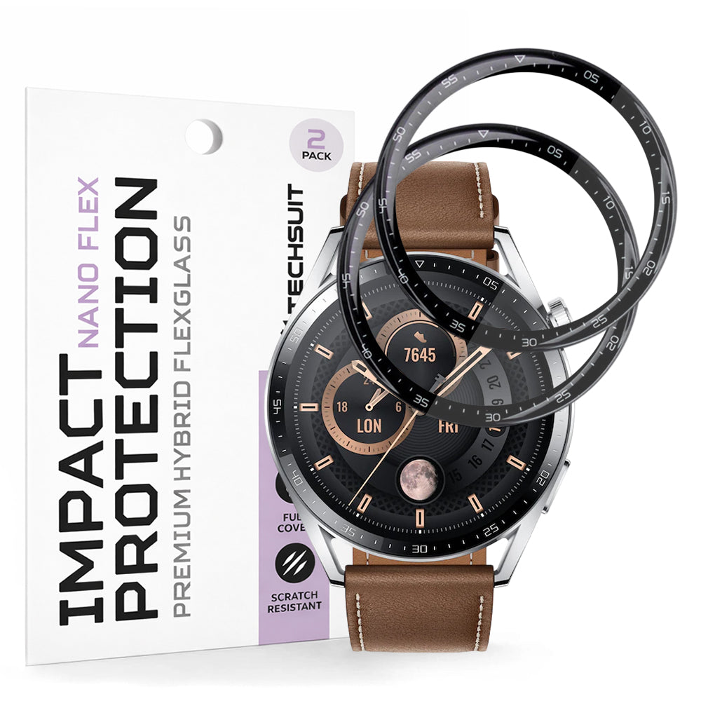 Beskyttelsesfilm Techsuit Nano Flex til Huawei Watch GT 3 46mm, Sæt med 2 stykker, Plastik, Sort
