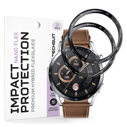 Beskyttelsesfilm Techsuit Nano Flex til Huawei Watch GT 3 46mm, Sæt med 2 stykker, Plastik, Sort