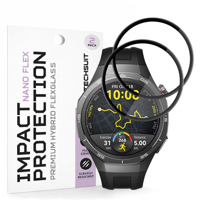 Beskyttelsesfilm Techsuit Nano Flex til Huawei Watch GT 5 Pro 46mm, Sæt med 2 stykker, Plastik, Sort