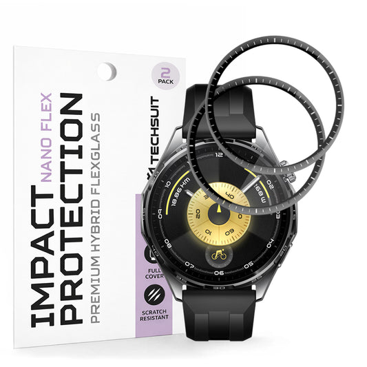 Beskyttelsesfilm Techsuit Nano Flex til Huawei Watch GT 6 46mm, Sæt med 2 stykker, Plastik, Sort