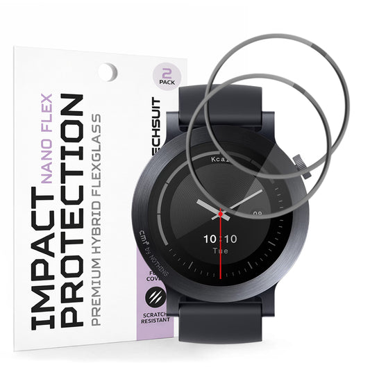 Beskyttelsesfilm Techsuit Nano Flex til Nothing CMF Watch 3 Pro, Sæt med 2 stykker, Plastik, Sort