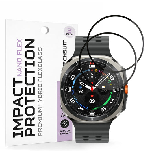 Beskyttelsesfilm Techsuit Nano Flex til Samsung Galaxy Watch Ultra, Sæt med 2 stykker, Plastik, Sort