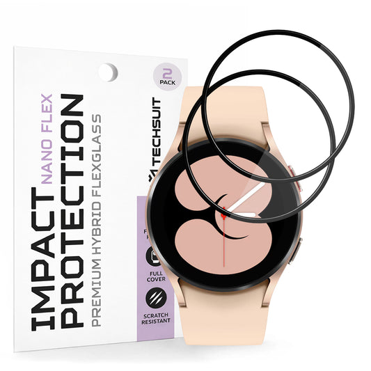 Beskyttelsesfilm Techsuit Nano Flex til Samsung Galaxy Watch4 40mm, Sæt med 2 stykker, Plastik, Sort