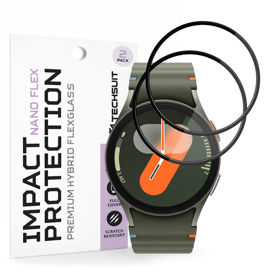 Beskyttelsesfilm Techsuit Nano Flex til Samsung Galaxy Watch7 40mm, Sæt med 2 stykker, Plastik, Sort