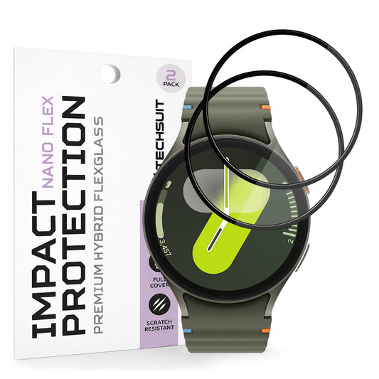 Beskyttelsesfilm Techsuit Nano Flex til Samsung Galaxy Watch7 44mm, Sæt med 2 stykker, Plastik, Sort