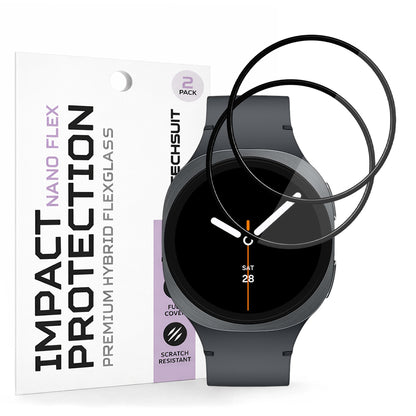 Beskyttelsesfilm Techsuit Nano Flex til Samsung Galaxy Watch8 40mm, Sæt med 2 stykker, Plastik, Sort