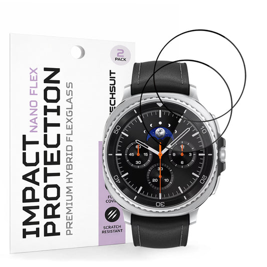 Beskyttelsesfilm Techsuit Nano Flex til Samsung Galaxy Watch8 Classic, Sæt med 2 stykker, Plastik, Sort