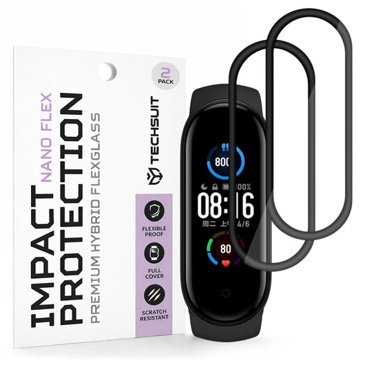 Beskyttelsesfilm Techsuit Nano Flex til Xiaomi Smart Band 6 / 5, Sæt med 2 stykker, Plastik, Sort