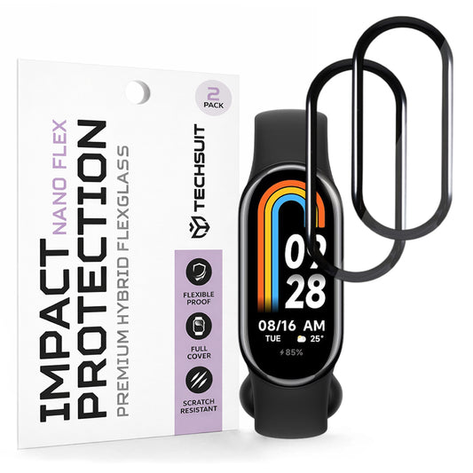 Beskyttelsesfilm Techsuit Nano Flex til Xiaomi Smart Band 8, Sæt med 2 stykker, Plastik, Sort