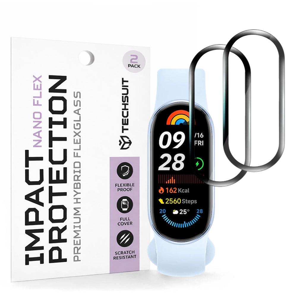 Beskyttelsesfilm Techsuit Nano Flex til Xiaomi Smart Band 9, Sæt med 2 stykker, Plastik, Sort