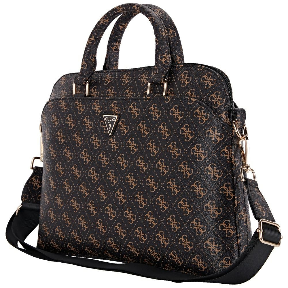 Guess 4G Triangle Logo taske til 15 tommer laptop, Sort Brun
